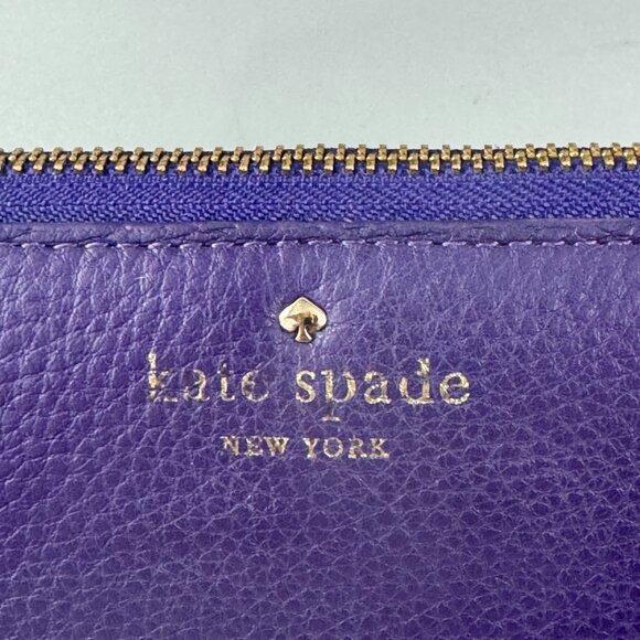 Kate Spade Lacey Cobble Hill Dark Violet Leather Zip Clutch Wallet (Ret$198) - Picture 4 of 15